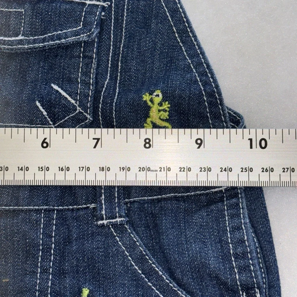B.T. Kids Soft Denim Blue Shortalls Baby Size 3-6 Mths Vintage‎ 90's Reptiles